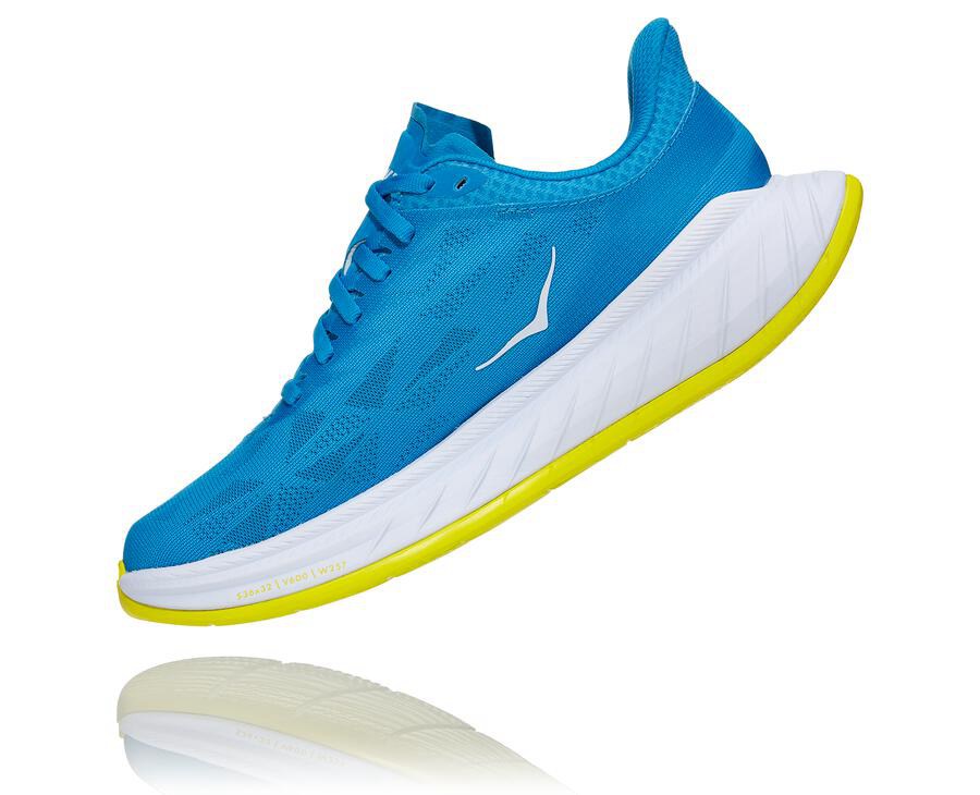 Hoka One One ランニングシューズ レディース 青/白 - カーボンX 2 - ZX0746398